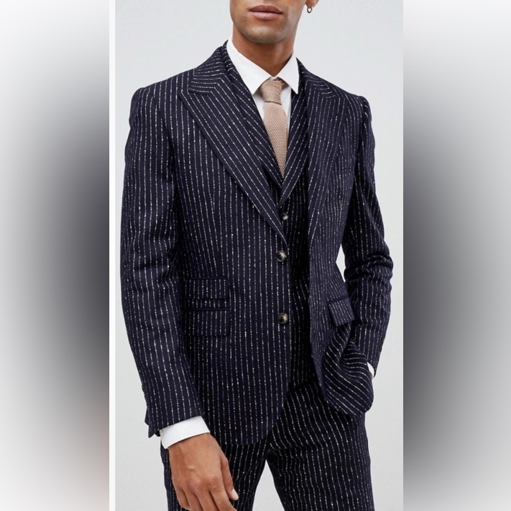 moss london men wool striped blazer sz eur 52